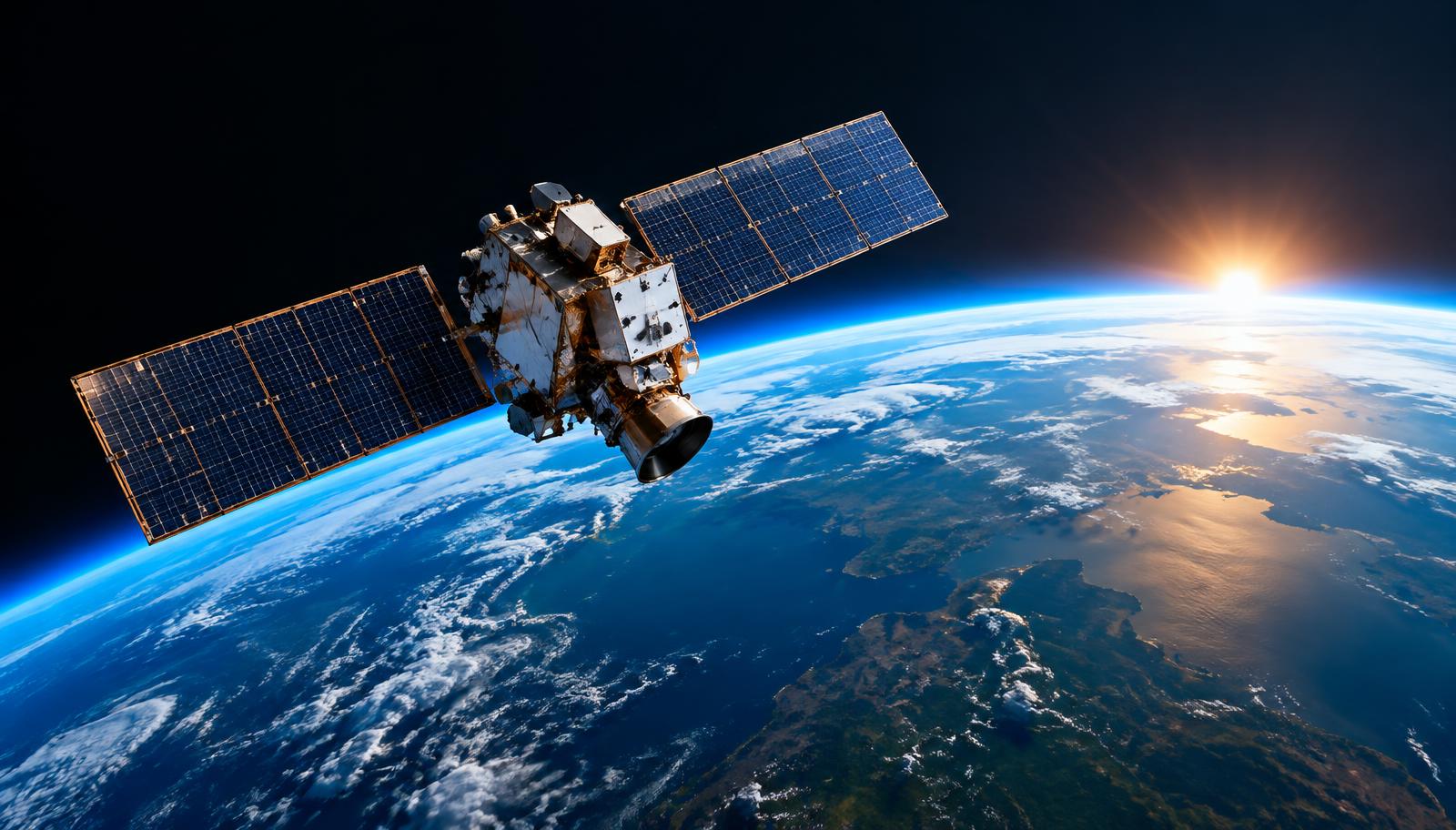 Earth-observation satellite gathering intelligence from orbit